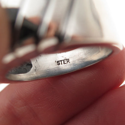 925 Sterling Silver Vintage Modernist Oxidized Ring Size 7.5