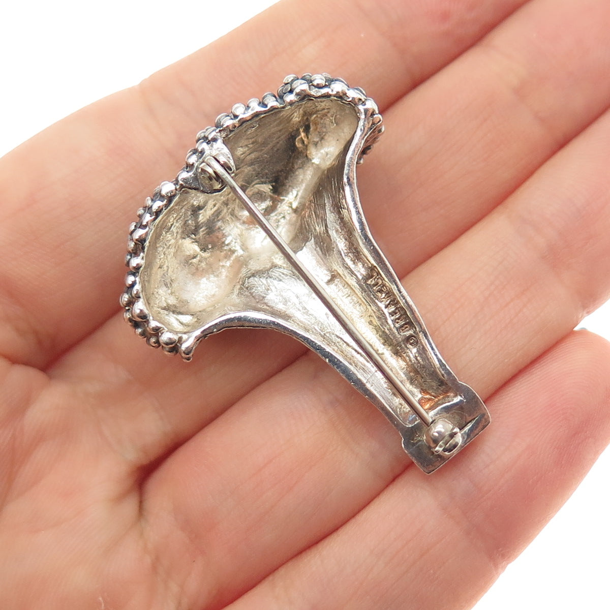 J.H. BREAKELL 925 Sterling Silver Vintage Broccoli Oxidized Pin Brooch