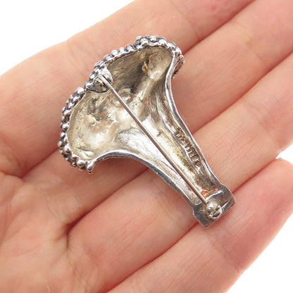 J.H. BREAKELL 925 Sterling Silver Vintage Broccoli Oxidized Pin Brooch