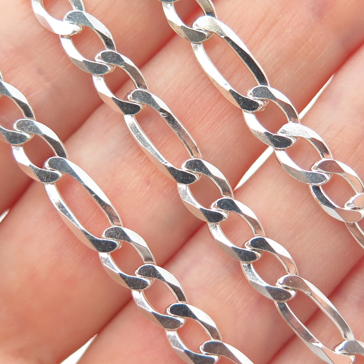 925 Sterling Silver Vintage Italy Figaro Chain Necklace 24"