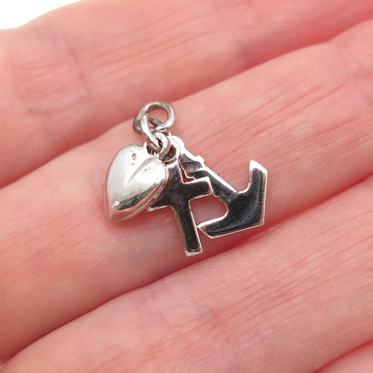 925 Sterling Silver Vintage Heart Cross Anchor Mini Charm Pendant