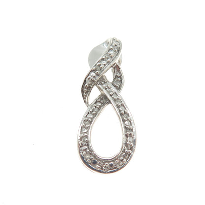 925 Sterling Silver Real Round-Cut Diamond Infinity Pendant