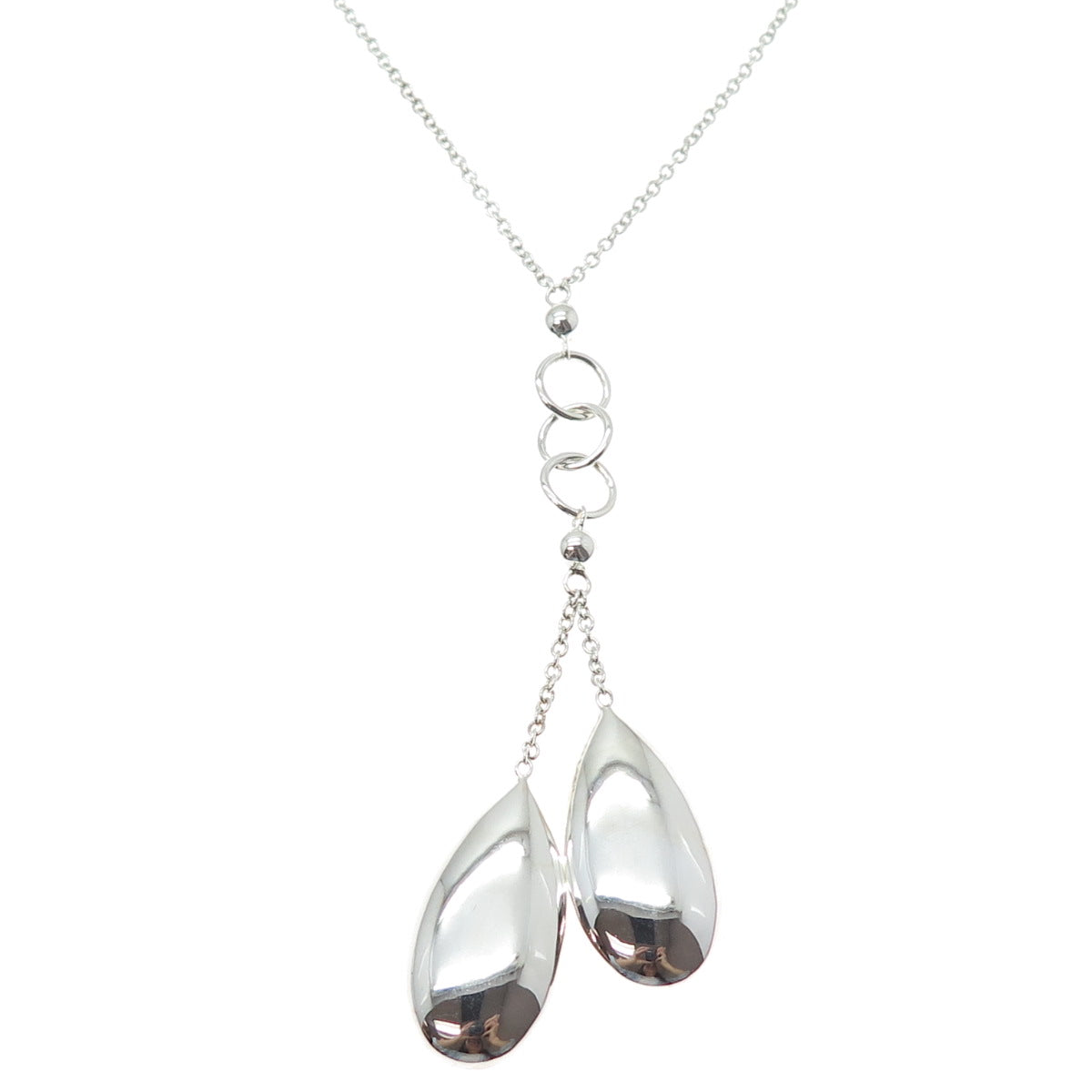 ELLE 925 Sterling Silver Vintage Real Ruby Modernist Cable Chain Necklace 24"