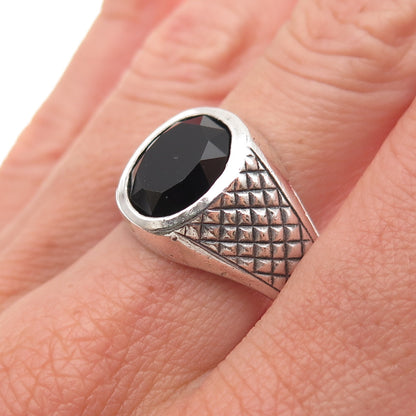 Emmons 925 Sterling Silver Vintage Real Black Onyx Oxidized Ring Size 10