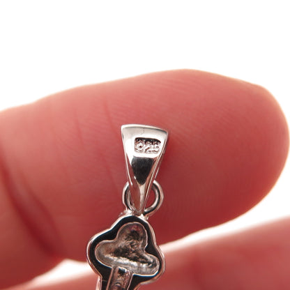 925 Sterling Silver Round-Cut C Z Cross Religious Charm Pendant