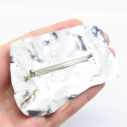 925 Sterling Silver 2-Tone Vintage Modernist Pin Brooch / Pendant