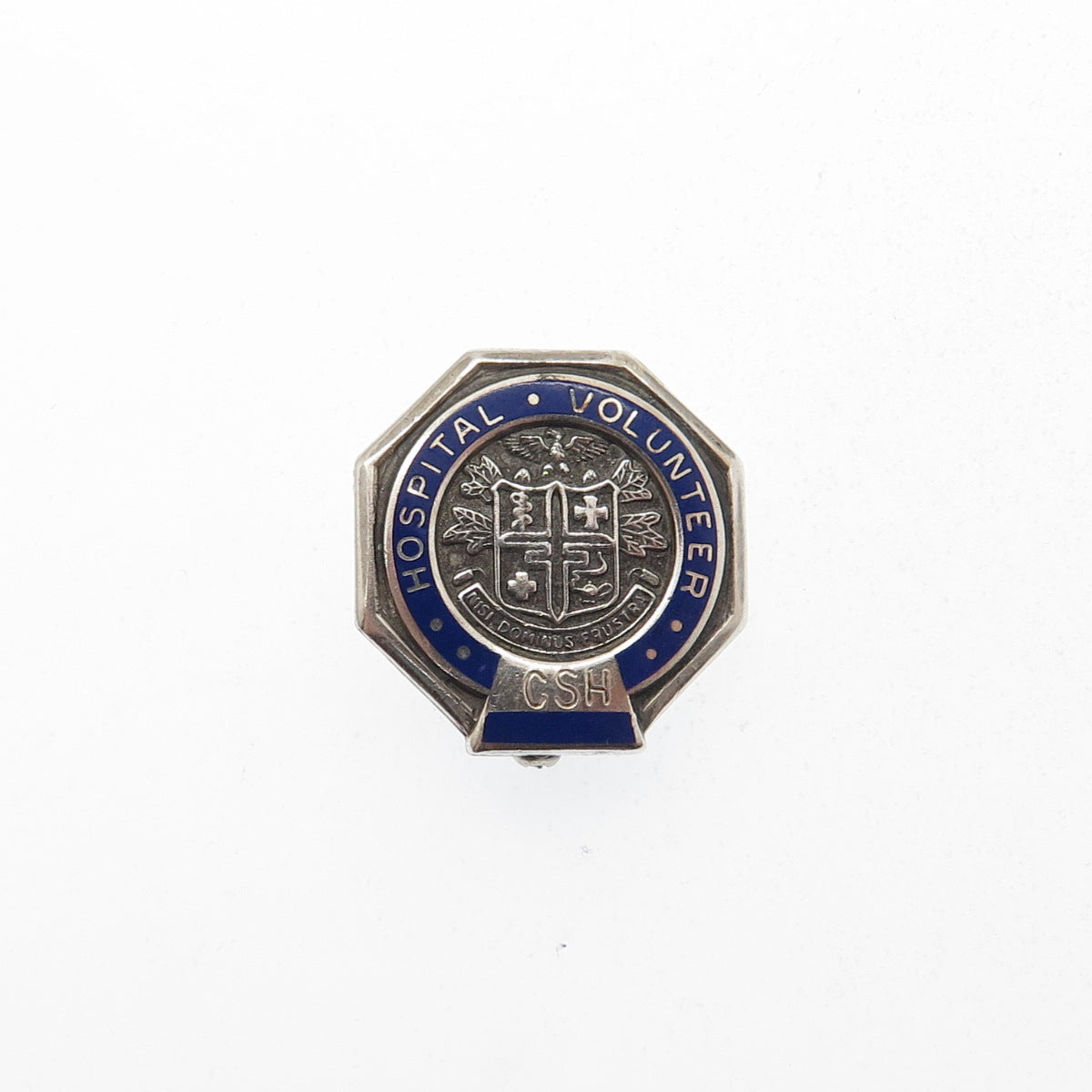 BALE 925 Sterling Silver Vintage Enamel Hospital Volunteer CSH Lapel Pin Brooch
