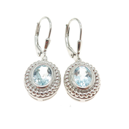 DBJ DEE BERKLE 925 Sterling Silver Real Blue Topaz Dangle Earrings