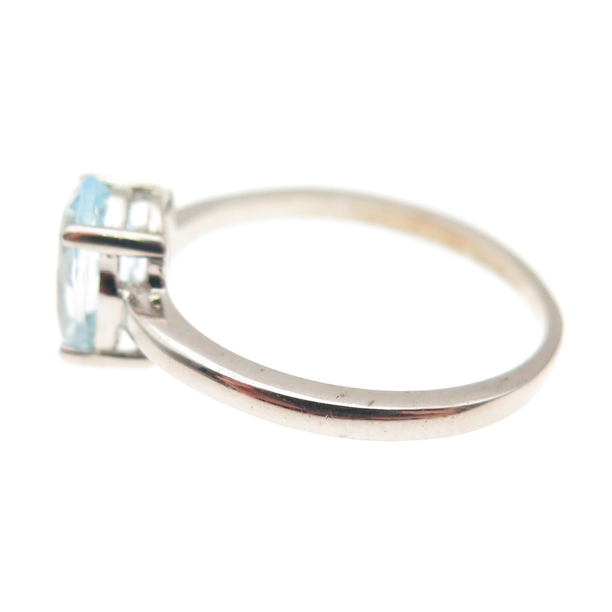 Dazzlers 925 Sterling Silver Real Oval-Cut Blue Topaz Ring Size 6