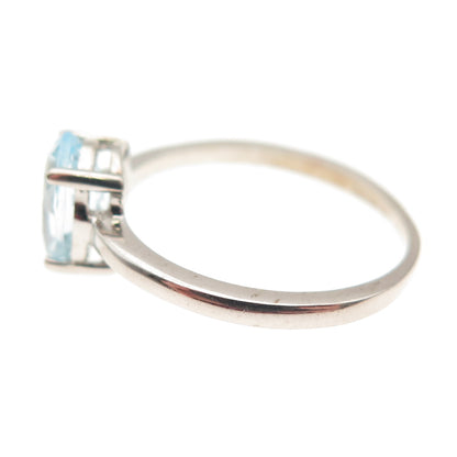 Dazzlers 925 Sterling Silver Real Oval-Cut Blue Topaz Ring Size 6