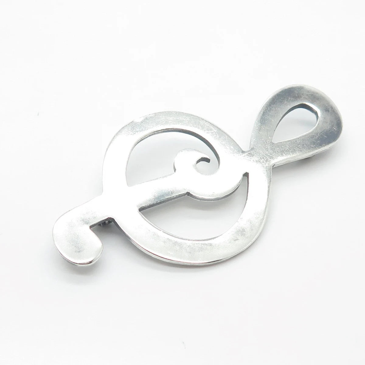 925 Sterling Silver Vintage Mexico Treble Clef Pin Brooch