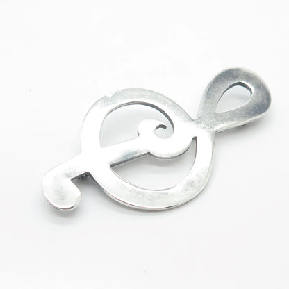 925 Sterling Silver Vintage Mexico Treble Clef Pin Brooch