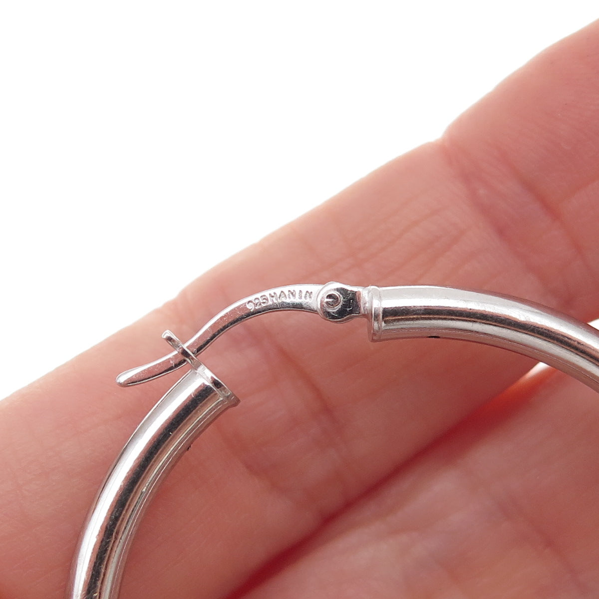 Han 925 Sterling Silver Italy Tube Hoop Earrings