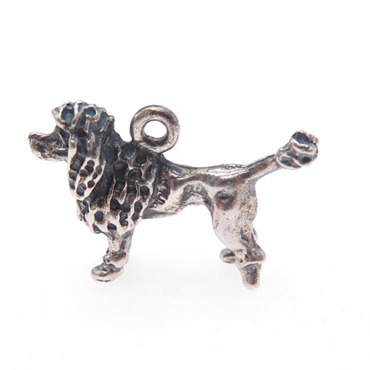 925 Sterling Silver Vintage Poodle Dog Oxidized Mini 3D Charm Pendant