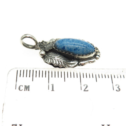 Old Pawn 925 Sterling Silver Vintage Southwestern Sodalite Floral Leaf Pendant