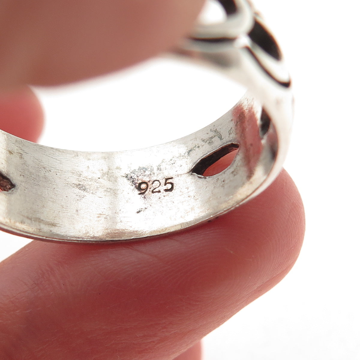 925 Sterling Silver Vintage Celtic Oxidized Band Ring Size 12.25