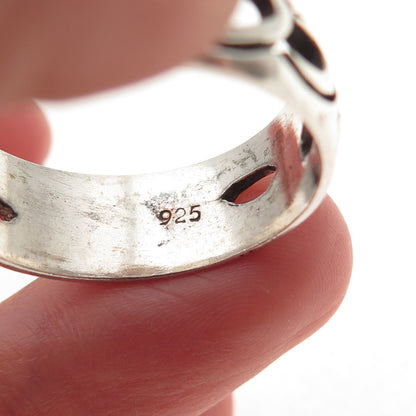 925 Sterling Silver Vintage Celtic Oxidized Band Ring Size 12.25
