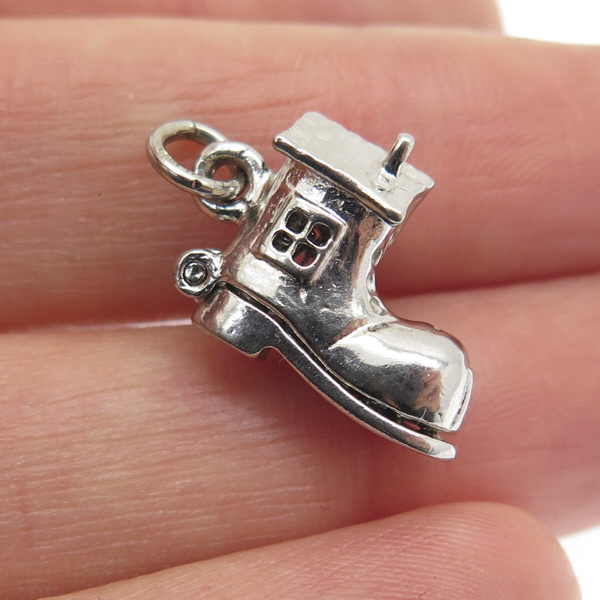 925 Sterling Silver Antique Art Deco "Old Woman in a Shoe" Movable Charm Pendant