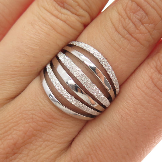 925 Sterling Silver Diamond-Illusion 5-Row Ring Size 6.75