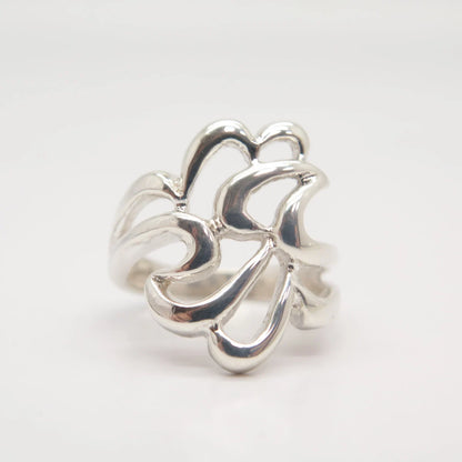 925 Sterling Silver Vintage Abstract Modernist Ring Size 8 1/4