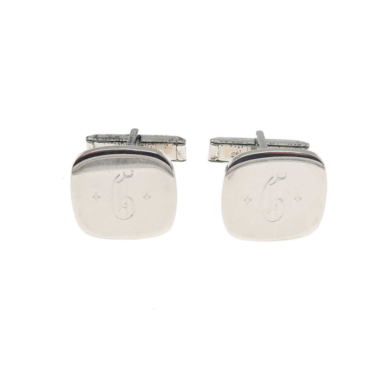 925 Sterling Silver Vintage Engraved Letter G Initial Cufflinks
