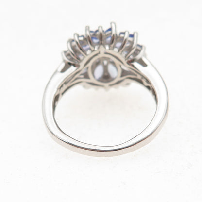 Chuck Clemency 925 Sterling Silver Real Tanzanite Floral Ring Size 6