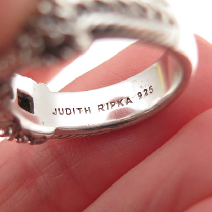 Judith Ripka 925 Sterling Silver Round-Cut C Z Roped Ring Size 6.25