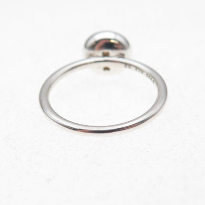 Pandora 925 Sterling Silver Faux Pearl Poetic Droplet Ring Size 6