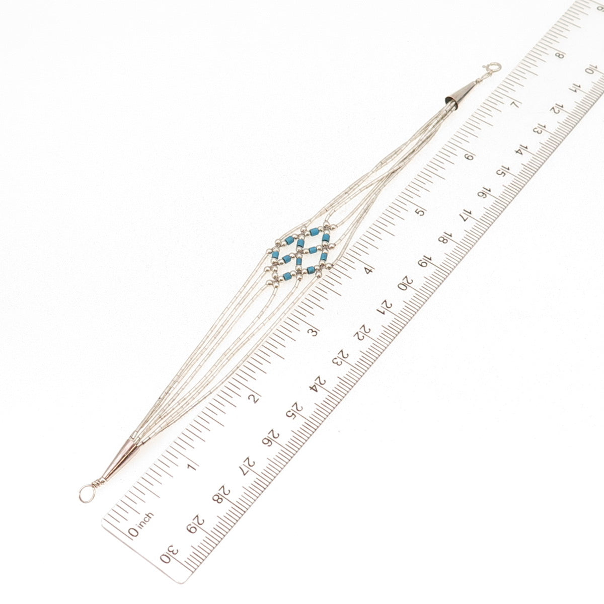 Old Pawn 925 Sterling Silver Vintage Turquoise Tribal Liquid Chain Bracelet 7"