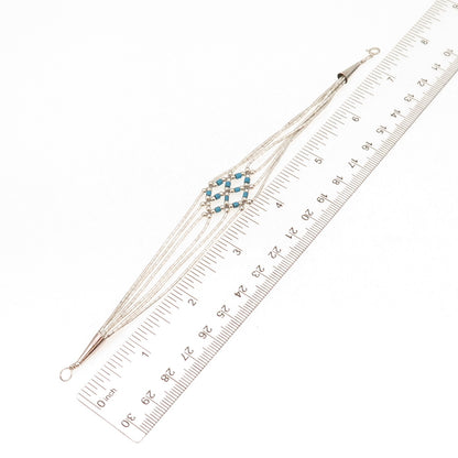 Old Pawn 925 Sterling Silver Vintage Turquoise Tribal Liquid Chain Bracelet 7"
