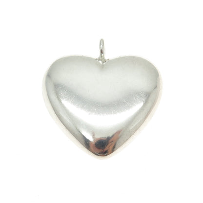 925 Sterling Silver Vintage Mexico Puffy Heart Pendant