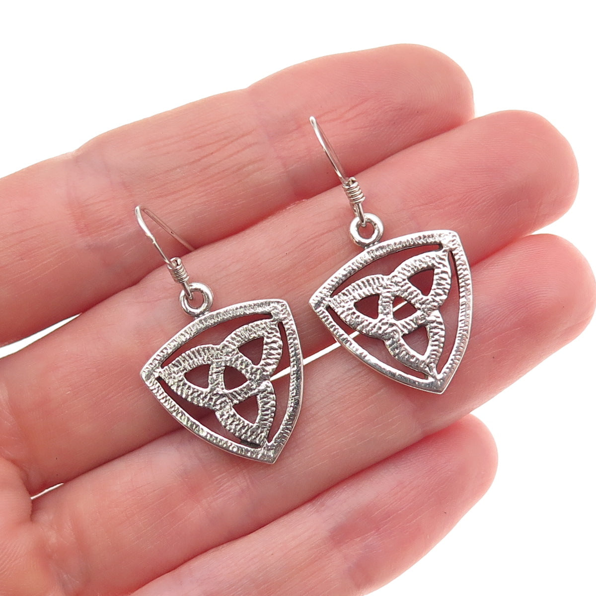 925 Sterling Silver Vintage Celtic Trinity Dangle Earrings