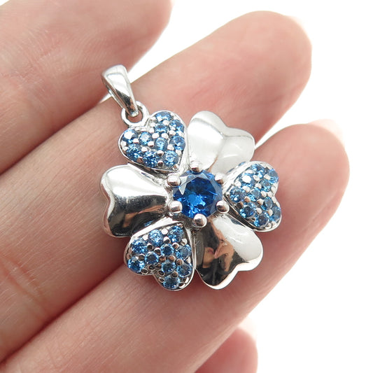 925 Sterling Silver Real Apatite Flower Pendant