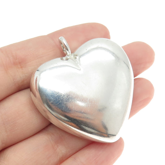 925 Sterling Silver Vintage Mexico Puffy Heart Pendant