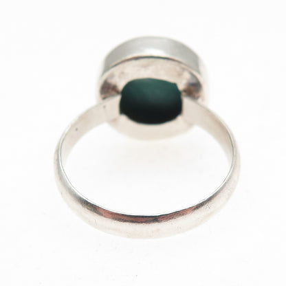 925 Sterling Silver Vintage Real Kingman Turquoise Modernist Ring Size 9.25
