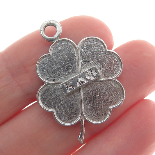 SOOK 925 Sterling Silver Vintage Kappa Delta Phi Clover Good Luck Charm Pendant