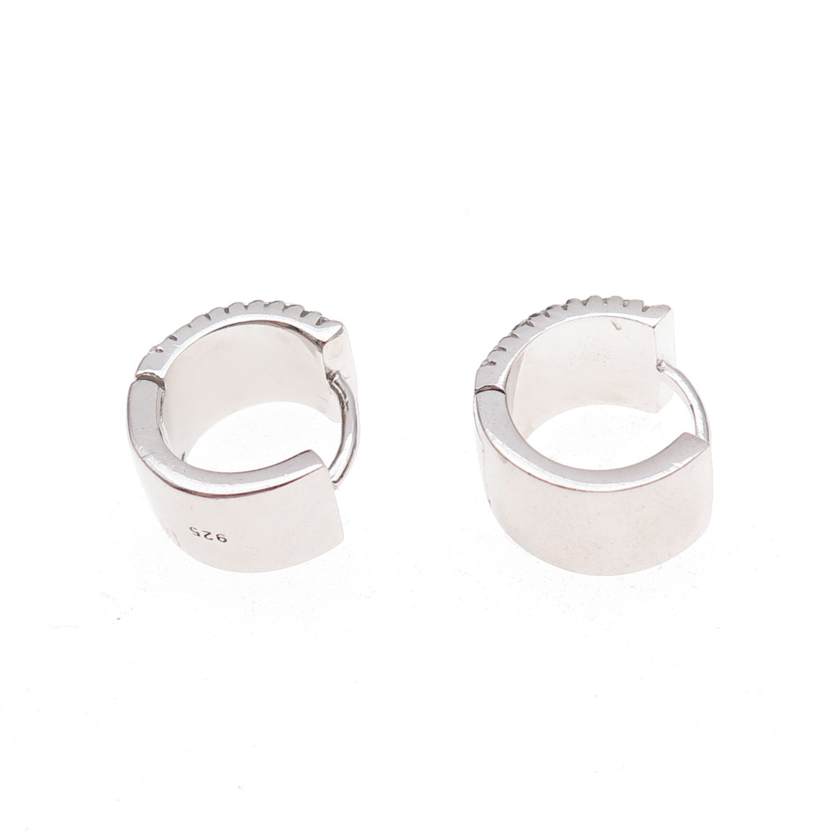 925 Sterling Silver Round-Cut C Z Hoop Earrings