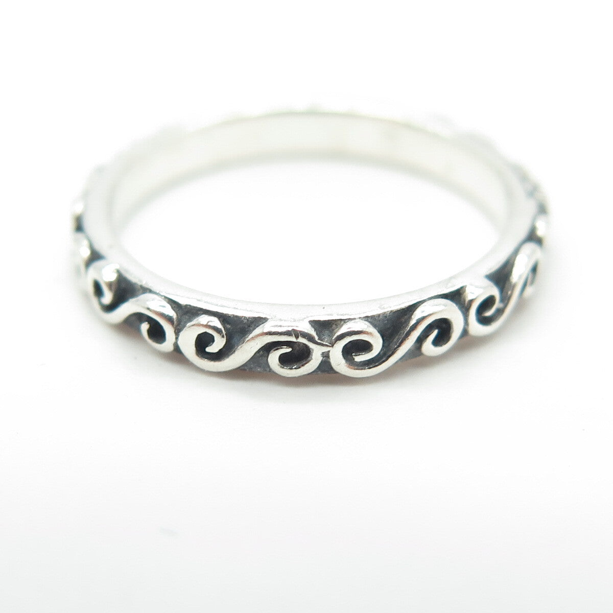 925 Sterling Silver Vintage Swirl Stackable Band Ring Size 5.5