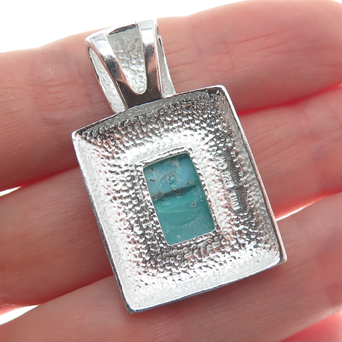 CHARLES WINSTON 925 Sterling Silver Vintage Real Kingman Turquoise Pendant