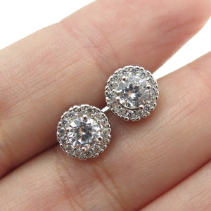 925 Sterling Silver Round-Cut C Z Sparkle Stud Earrings