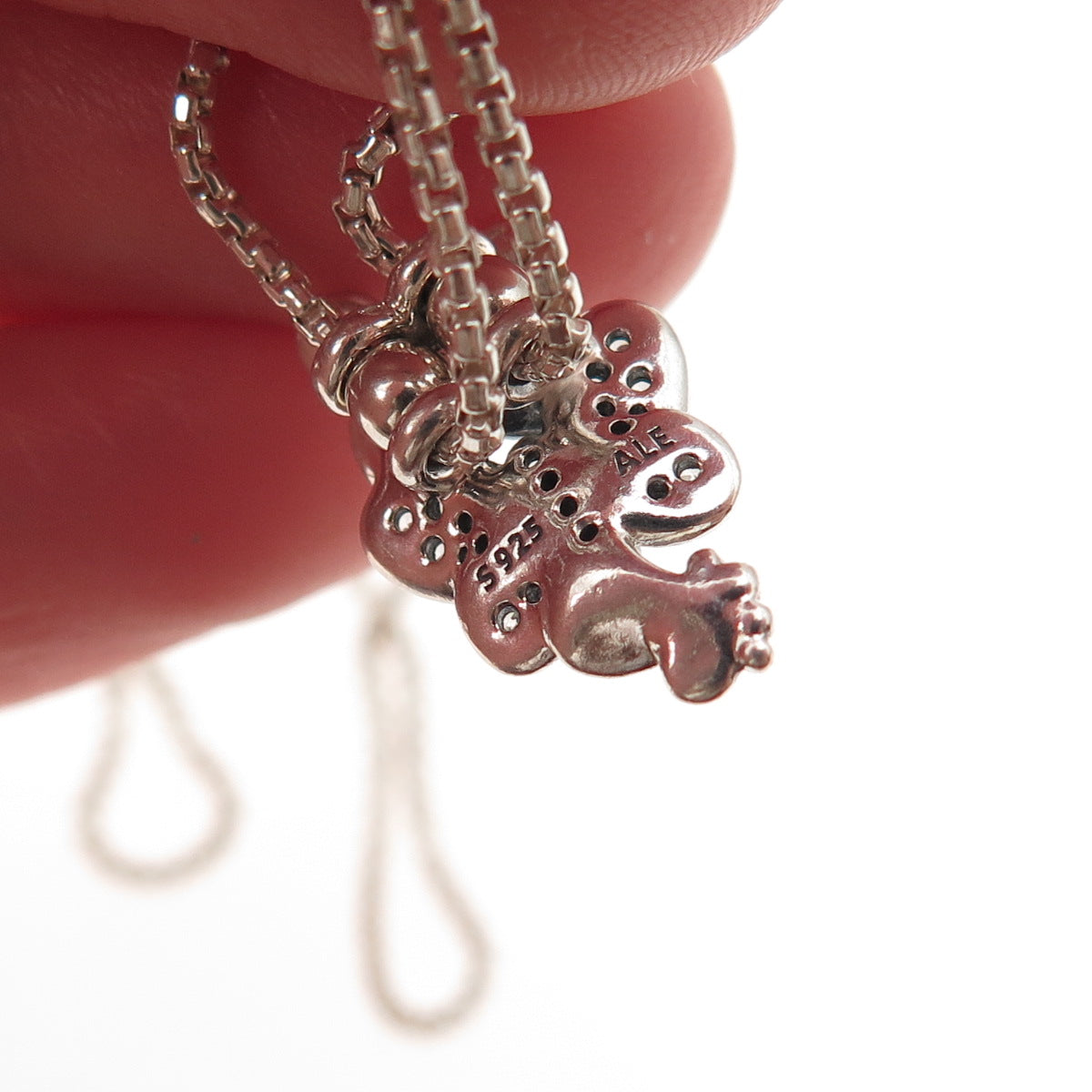 Pandora Sterling Silver C Z Butterfly Adjustable Round Box Chain Necklace 32"