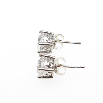 925 Sterling Silver Round-Cut C Z Stud Earrings