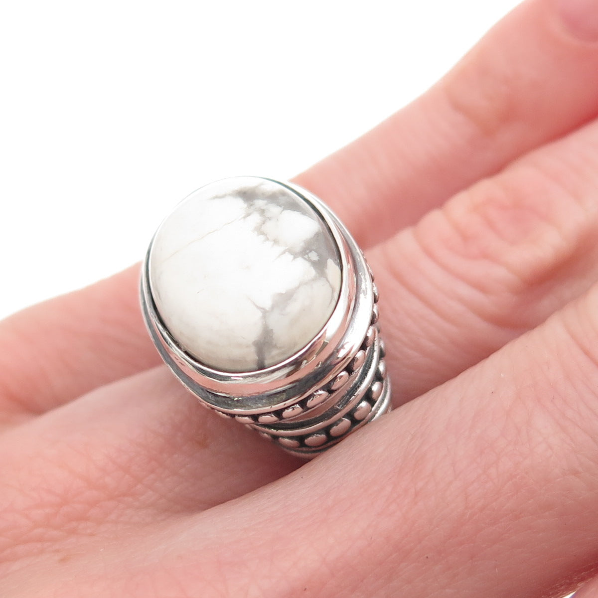EXEX by Claudia Agudelo 925 Sterling Vintage Real Buffalo Turquoise Ring Size 6