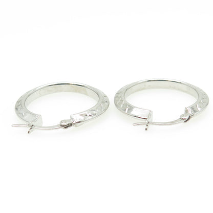 HAN 925 Sterling Silver Textured Knife Edge Hoop Earrings