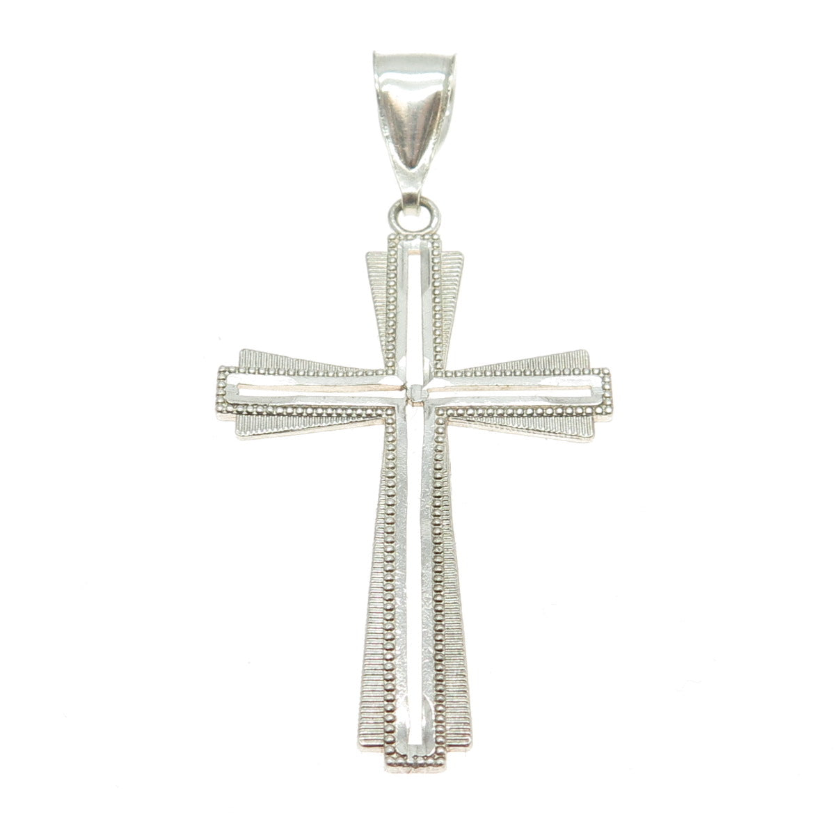 925 Sterling Silver Vintage Beaded Cross Pendant