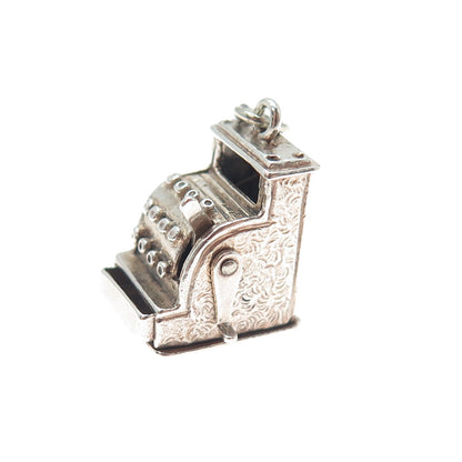 BEAU 925 Sterling Silver Vintage Cash Register Mini Movable 3D Charm Pendant