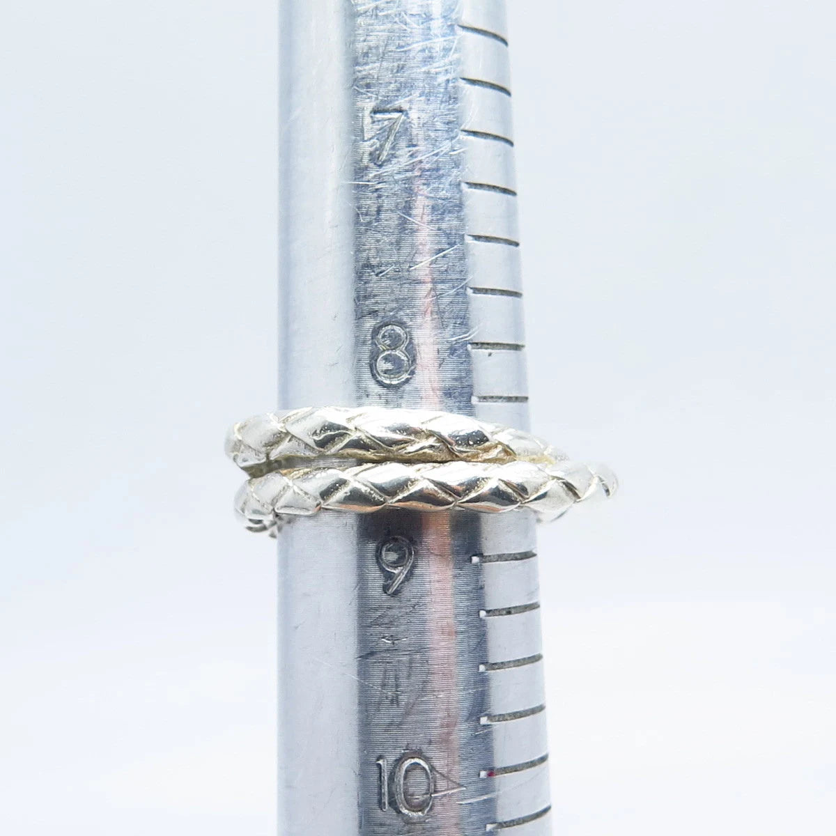 925 Sterling Silver Vintage Double Interlocked Ring Size 8.75