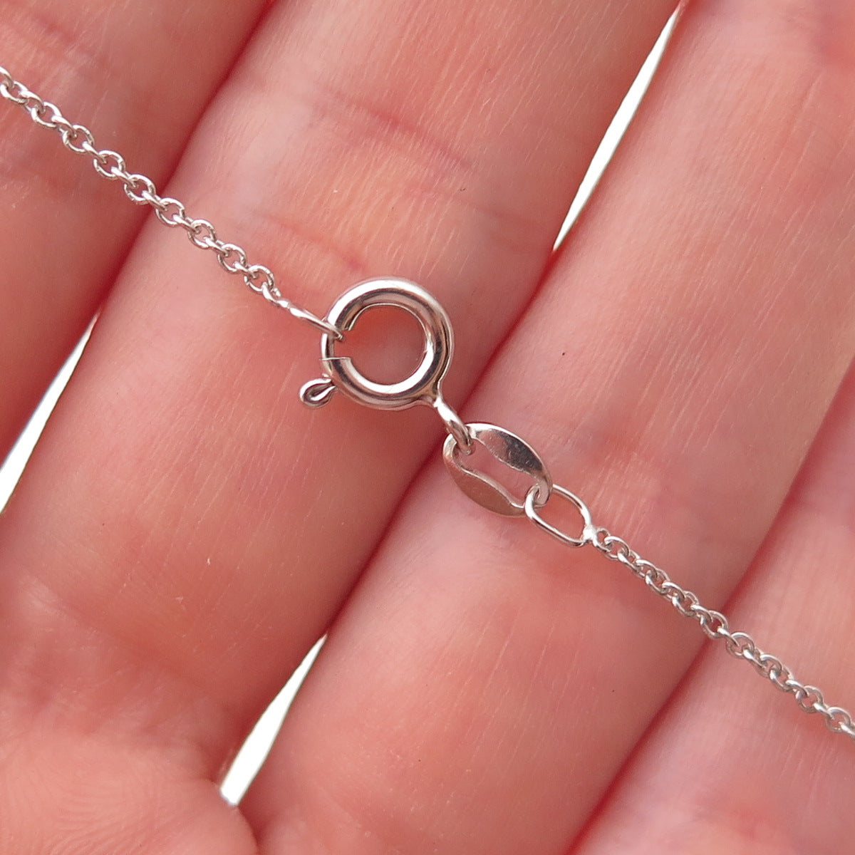 Jane Seymour 925 Sterling Silver Real Diamond Heart Cable Chain Necklace 18"