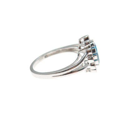 JANE SEYMOUR 925 Sterling Silver Real Blue & White Topaz Ring Size 6.75