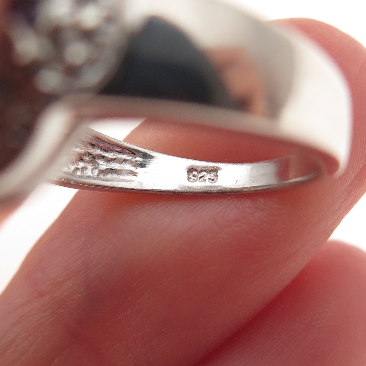 925 Sterling Silver Real Oval-Cut Tanzanite Floral Ring Size 7